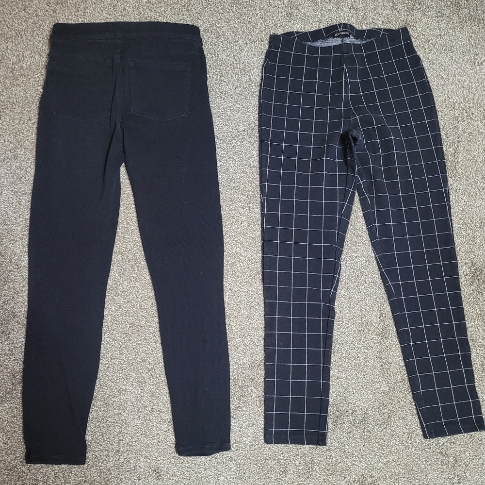 Express Black and White Patterned Leggings And Black  Jeans Both Stretch Waist
